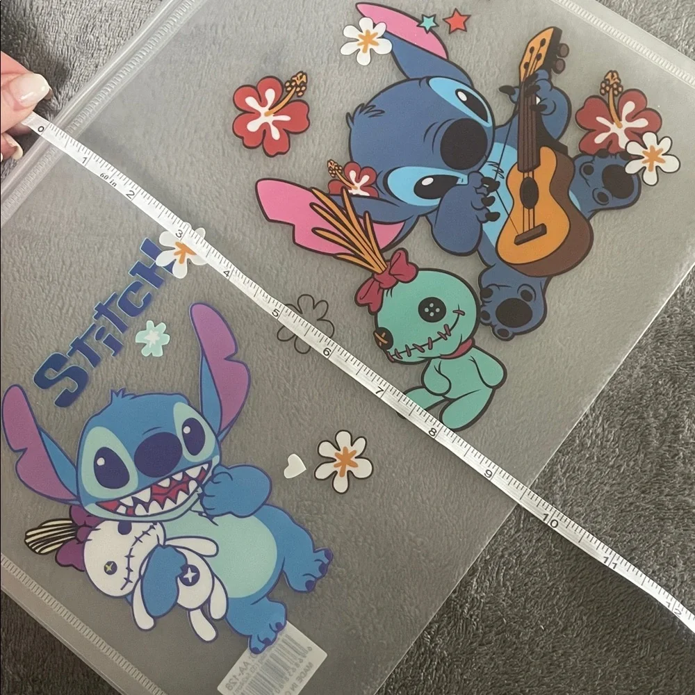 Stitch Themed large Transparent Pouches folders new set of 4 plastic vinyl